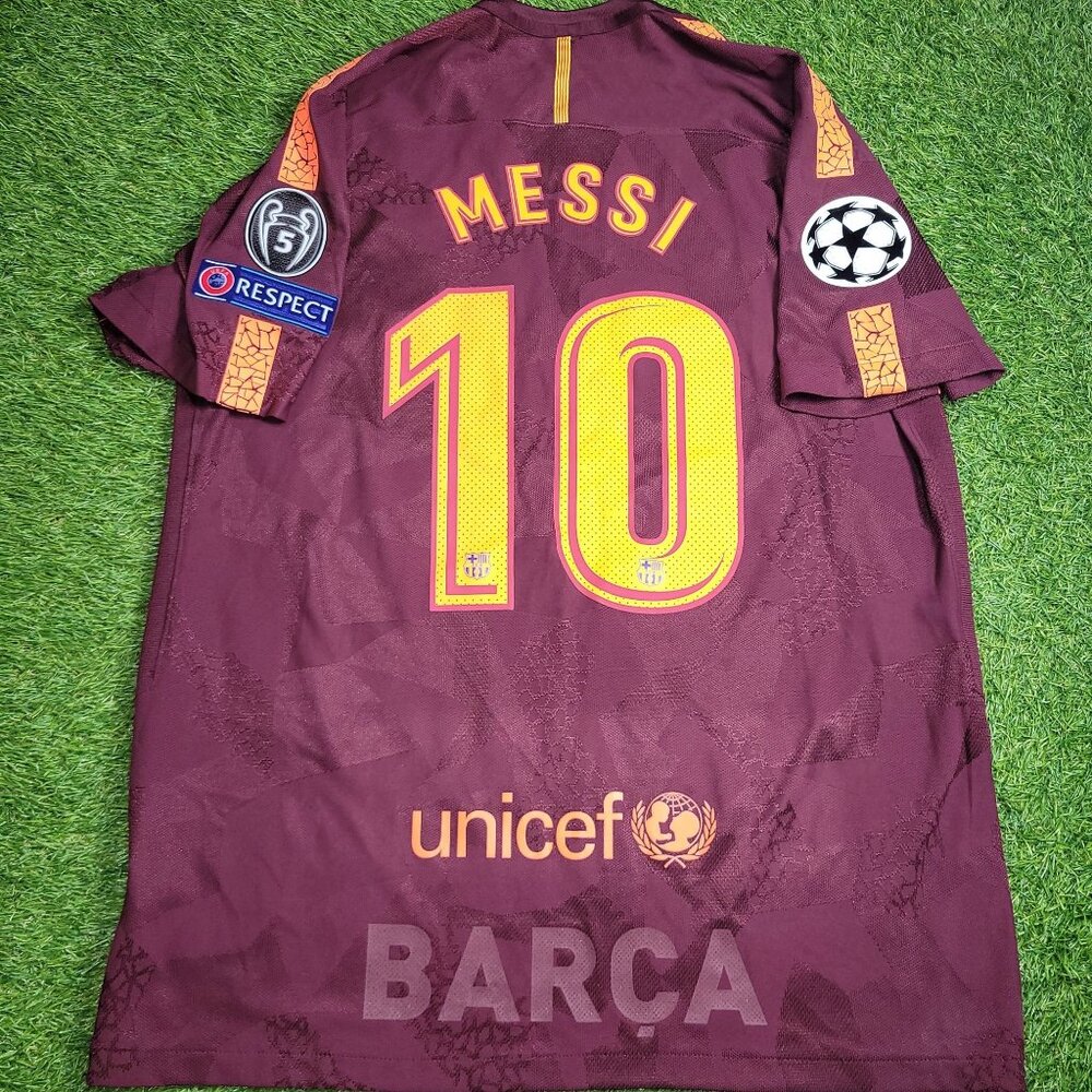 Messi Barcelona 2017 2018 Third UEFA PLAYER ISSUE Soccer Jersey Shirt XL